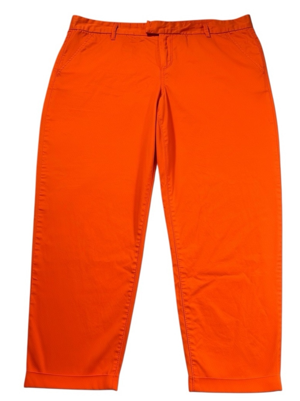 Calvin Klein Womens Size 16 Tangerine Orange Cotton Capri Pants Cropped Chinos